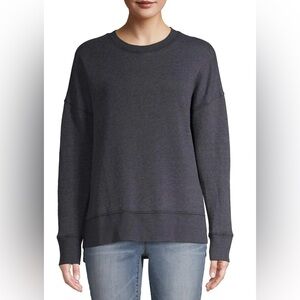 Time and Tru Women’s Crewneck Sweatshirt Gray Black Long Sleeve Size L